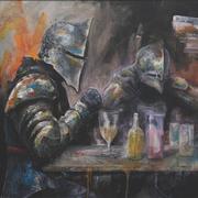[drunken knights] acrylfarbe auf papier - 40 x 40cm - 2025